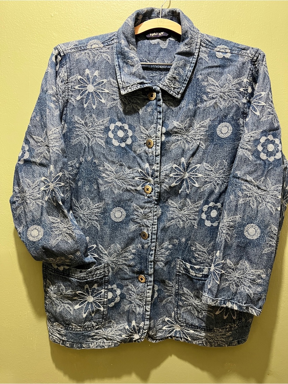 Krazy Kat Lightweight Floral Denim Jacket – Size Large
